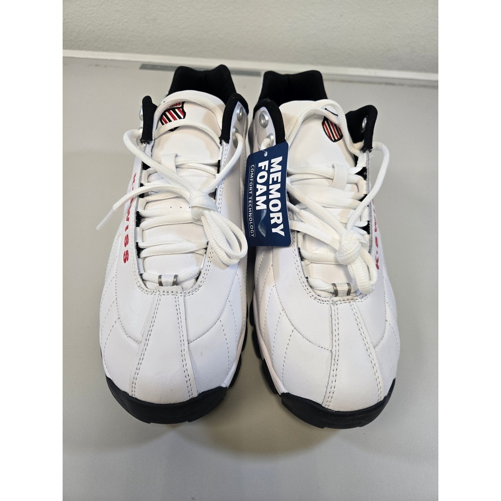 K-Swiss ST329 Heritage Mens White Black Red Memory Foam Sneakers 03426-122-M 11